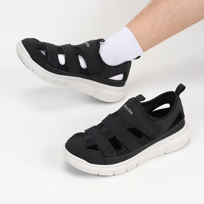 FitVille – sandales élargies pour hommes, chaussures de diabète décontractées, légères pour la fasci