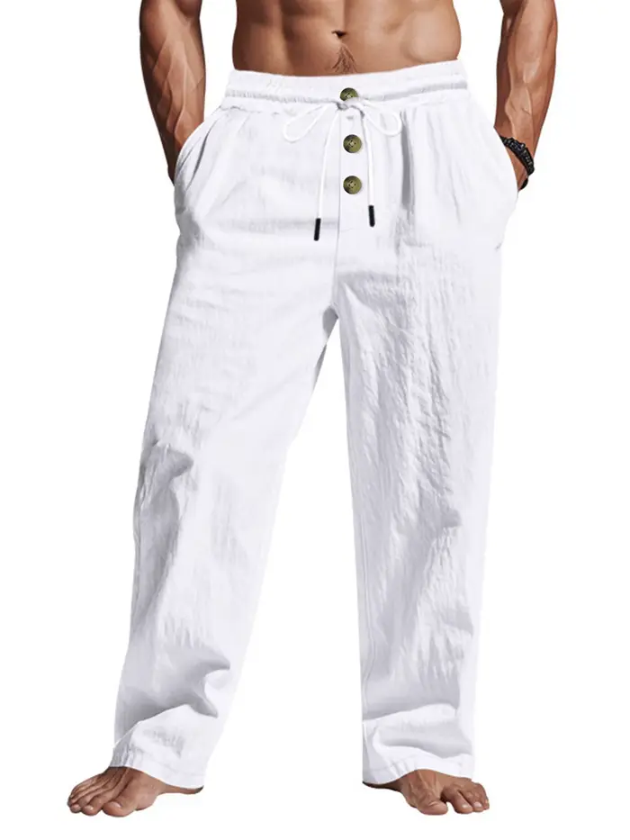Pantalon décontracté homme 2025 printemps/été nouveau homme grande taille blanc pantalon droit solid