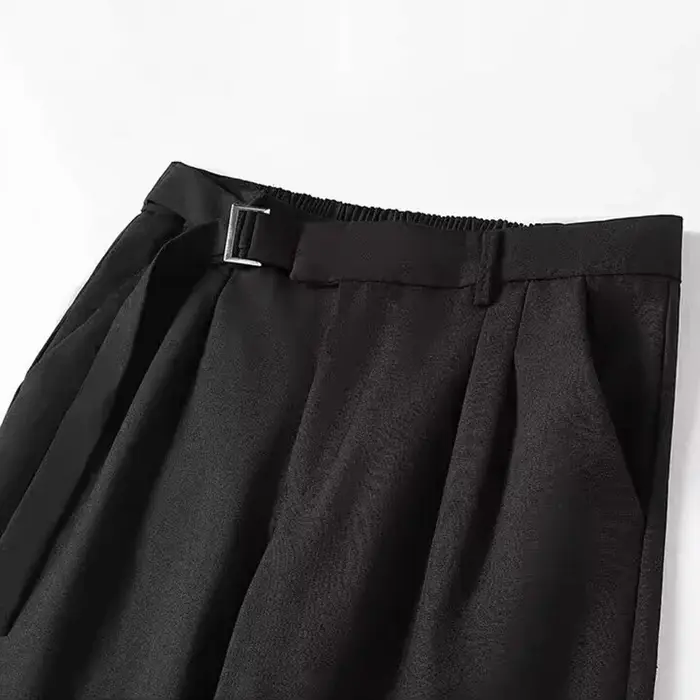 Pantalon de Costume Homme Taille Haute Printemps-Été, Coupe Droite Ample et Décontractée, Jambe Larg