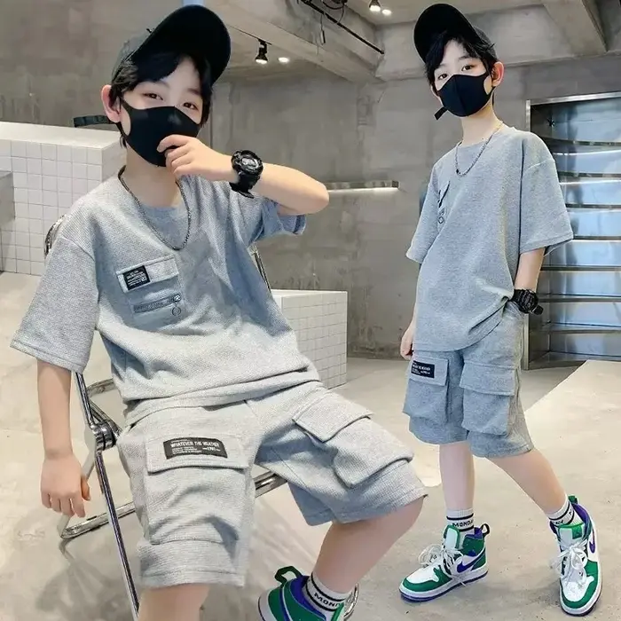 Ensemble de vêtements de sport pour garçons, tenue d'été pour enfants, haut à manches courtes et sho