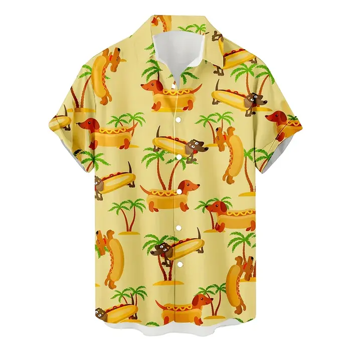 Mode chat chien chemise hawaïenne hommes 3d imprimé Animal cochon graphique chemises à manches court