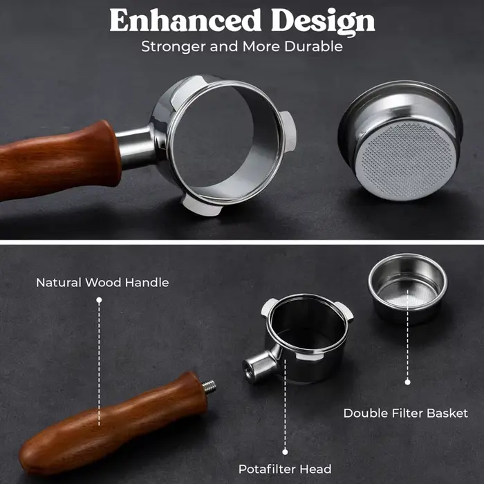 Porte-filtre à café sans fond pour machine à expresso Hiinvasive, acier inoxydable, 51mm, 3 oreilles