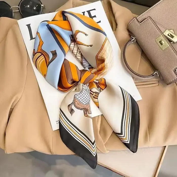Châle carré en soie de luxe écharpe en satin enveloppes de mode foulard ruban bandeau bandana pour femmes occasions spéciales elegance chic mode