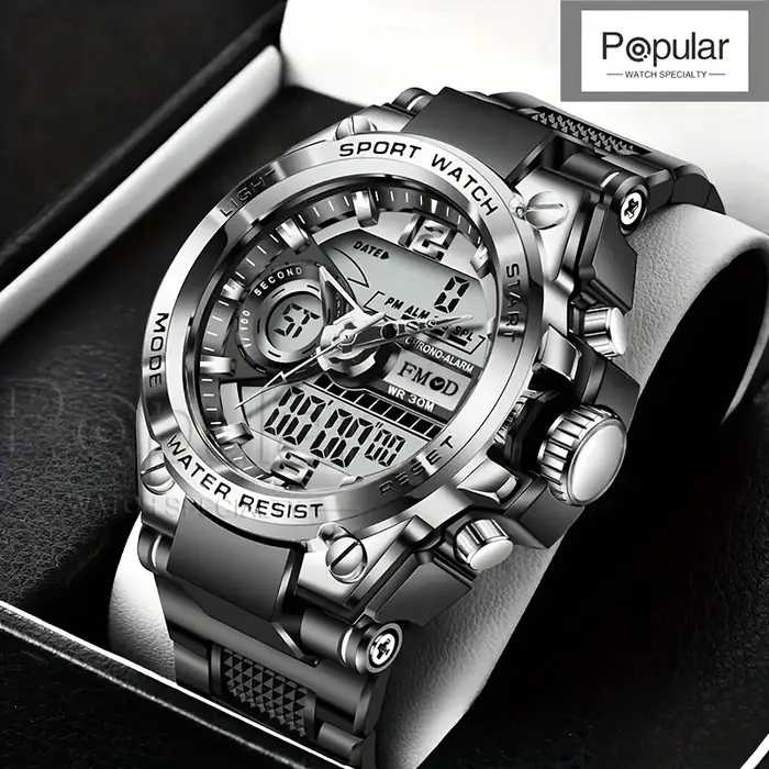 Montre-bracelet militaire numérique en acier pour hommes, horloge à Quartz LED, montre de Sport, gra