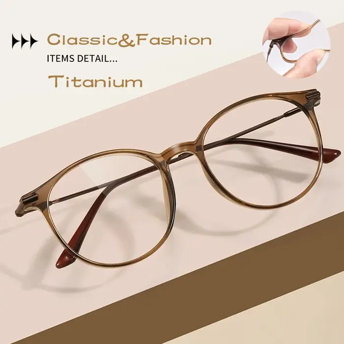 CAIDERONI classique cercle titane montures optiques Anti-lumière bleue lunettes de lecture femmes et