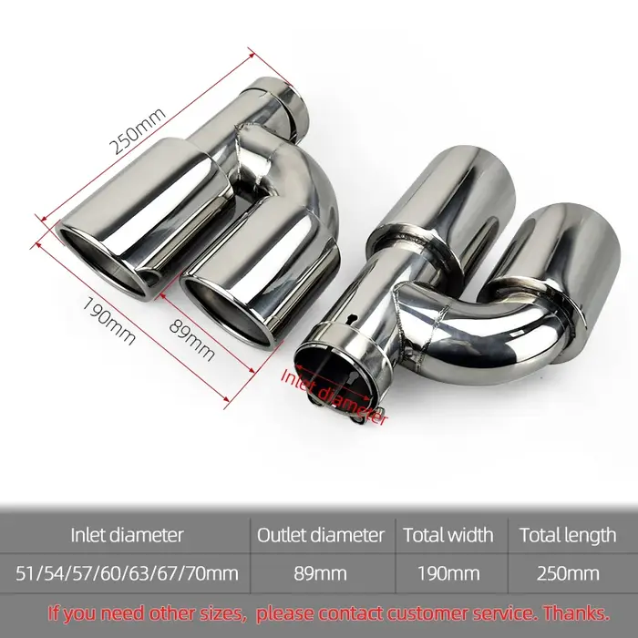 Tuyaux d'échappement double en acier inoxydable 304, Type H pour silencieux de voiture universel, mo