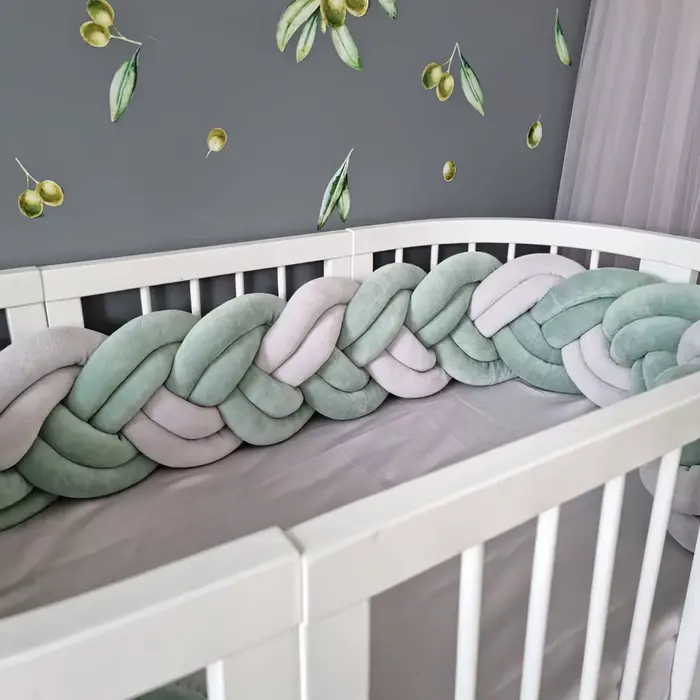 Pare-chocs de lit de bébé en tissu de haute qualité avec tresse de coussin pour nouveau-né et enfants sécurité et élégance chambre bébé déco lit sécurité enfant confortable design moderne