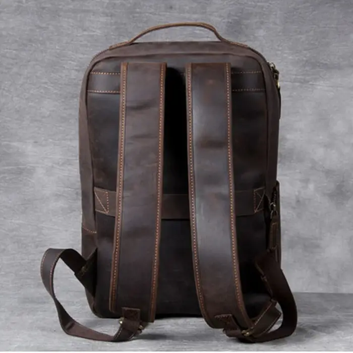 Vintage Crazy Horse sac à dos en cuir véritable hommes sac à dos ordinateur portable en cuir quotidi