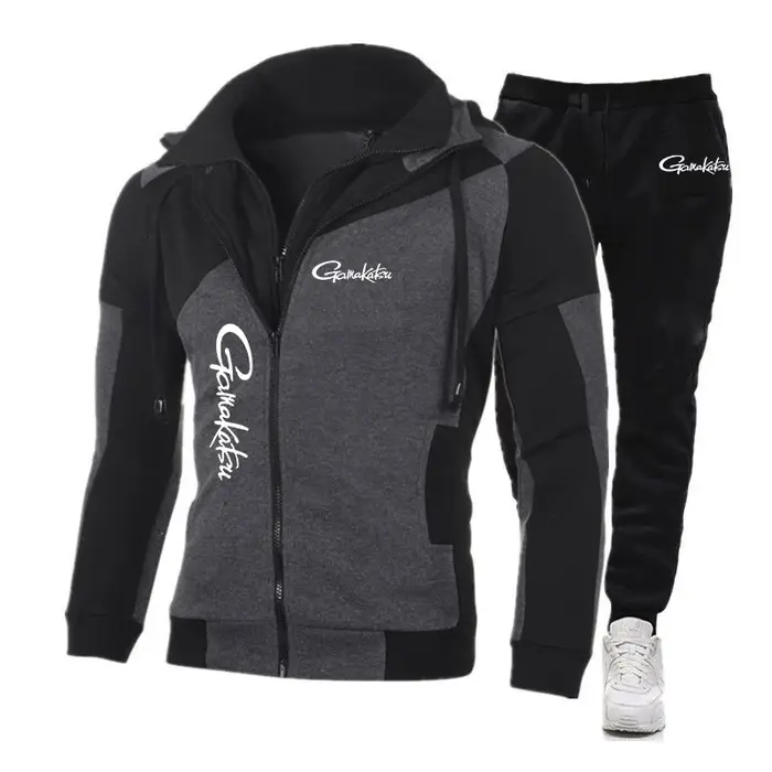 Ensemble de sport confortable en coton imprimé Gamakatsu pour hommes, sweat à capuche tendance avec 