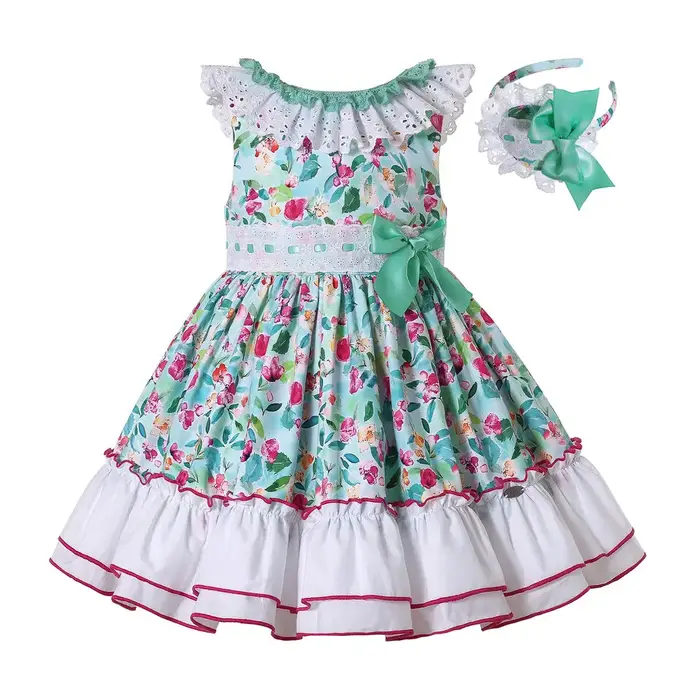 Pettigirl-robes d'anniversaire pour filles, vintage, floral, été, en fibre, boutique, bandeau, taill