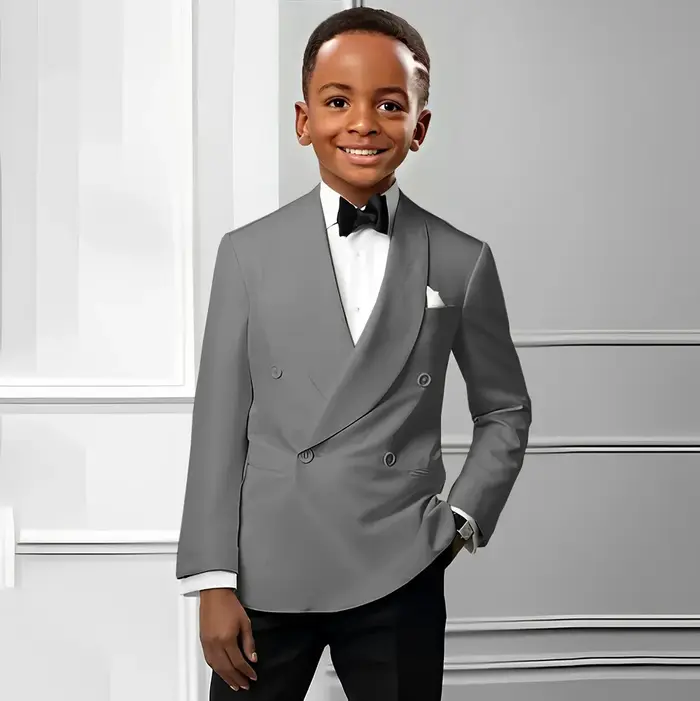 Costume Double boutonnage pour garçons, 2 pièces, veste formelle pour enfant, pantalon, smoking de m