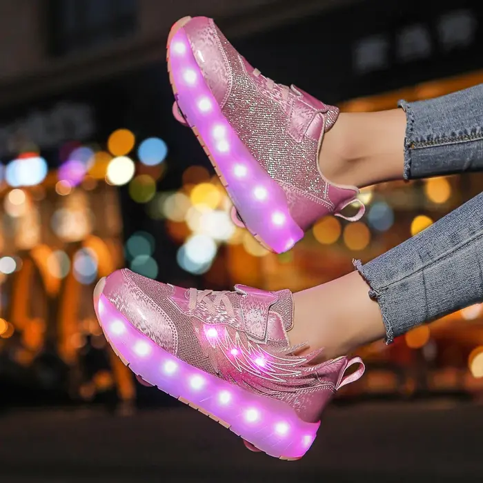 Garçons filles chaussures à roulettes lumière LED USB charge enfants patins à roulettes chaussures d