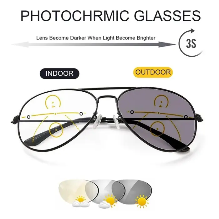 Lunettes de lecture multifocales progressives photochromiques intelligentes pour hommes, lunettes de