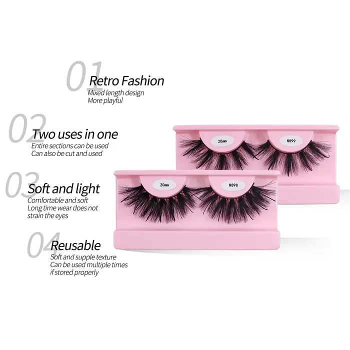 Livraison gratuite 10 paires/pack moelleux vaporeux bande naturelle cils avec pointes en gros en vra