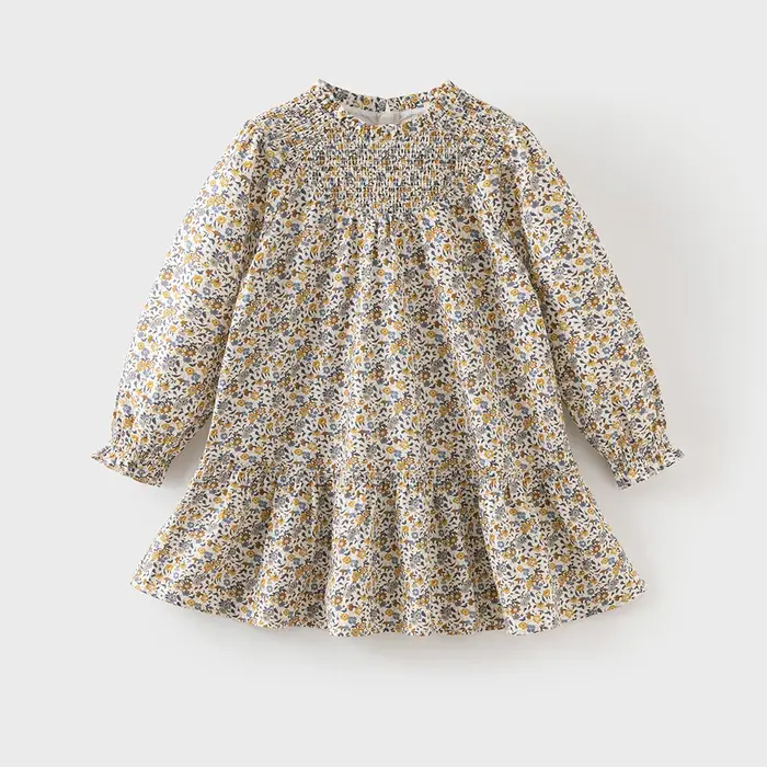 Dave Bella filles florale automne printemps robe mignonne enfants à manches longues robe de princess