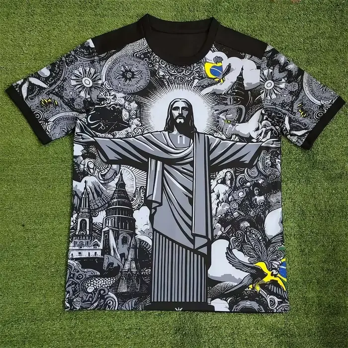 Haut d'entraînement de Football d'été, édition spéciale brésilienne, maillot de Football jésus noir 