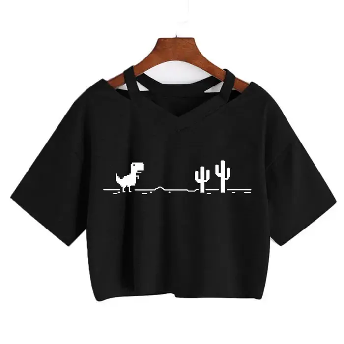 2000s Y2k Imprimer Femmes T-shirt Harajuku Gothique Recadrée Mange T-shirt Drôle Graphique T-shirt S