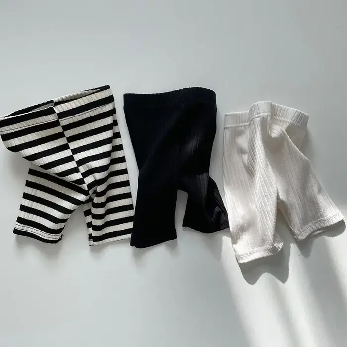 Été nouveaux enfants solide Shorts coton filles Leggings rayé bébé Stretch pantalon infantile enfant