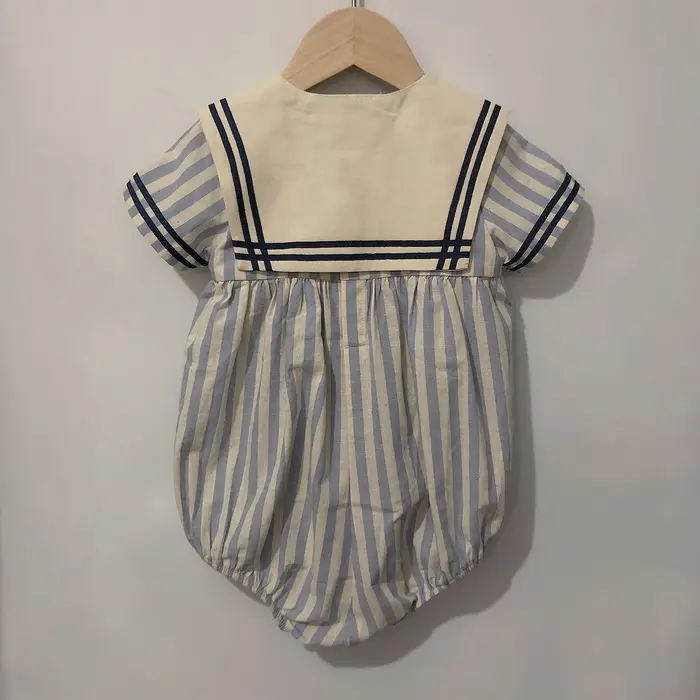 Vêtements Boutique pour bébés garçons et filles, barboteuse à rayures bleues et bleu marine, tenue V
