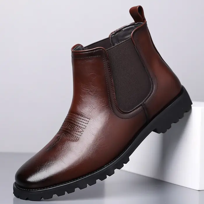 Bottes en cuir pour hommes, style britannique, confortables, décontractées, à semelle épaisse, antid