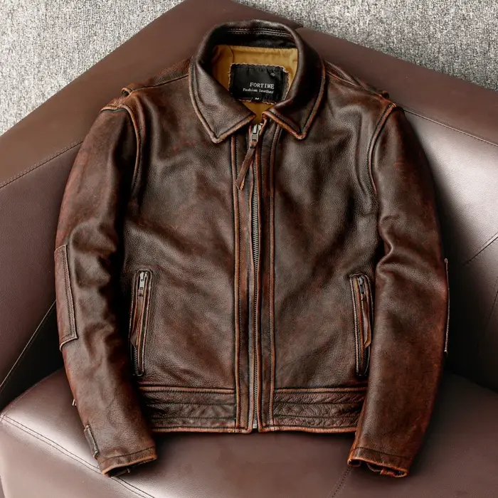 Veste en cuir pour hommes à queue d'hirondelle vestes de moto Vintage 100% manteau en cuir de vachet