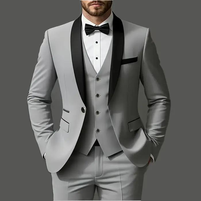 Ensemble de costume 3 pièces pour hommes, veste + gilet + pantalon, à la mode de haute qualité, adap
