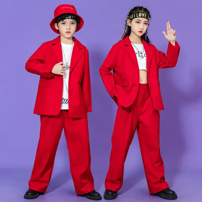 Costume de danse Hip Hop pour adolescents, garçons et filles, ensemble tendance, Blazer de Performan