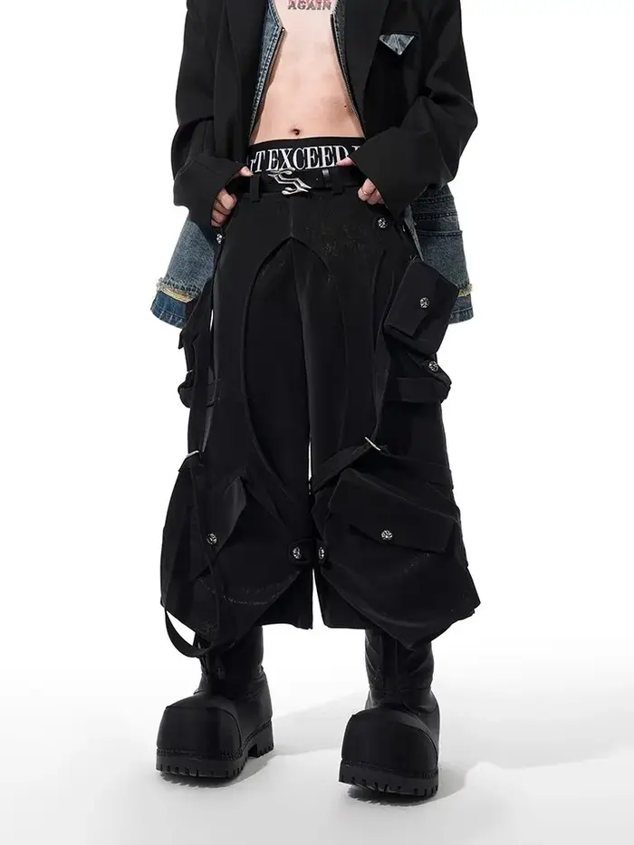 Mauroicardi printemps été Cool noir Cargo Shorts pour hommes taille haute genou longueur pantalon dr