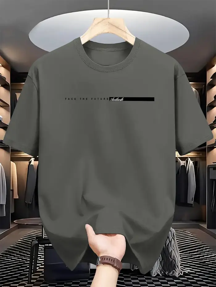 T-shirt à Manches Courtes et Col Rond pour Homme, Haut Décontracté, Coupe Ample, Grande Lettre Impri
