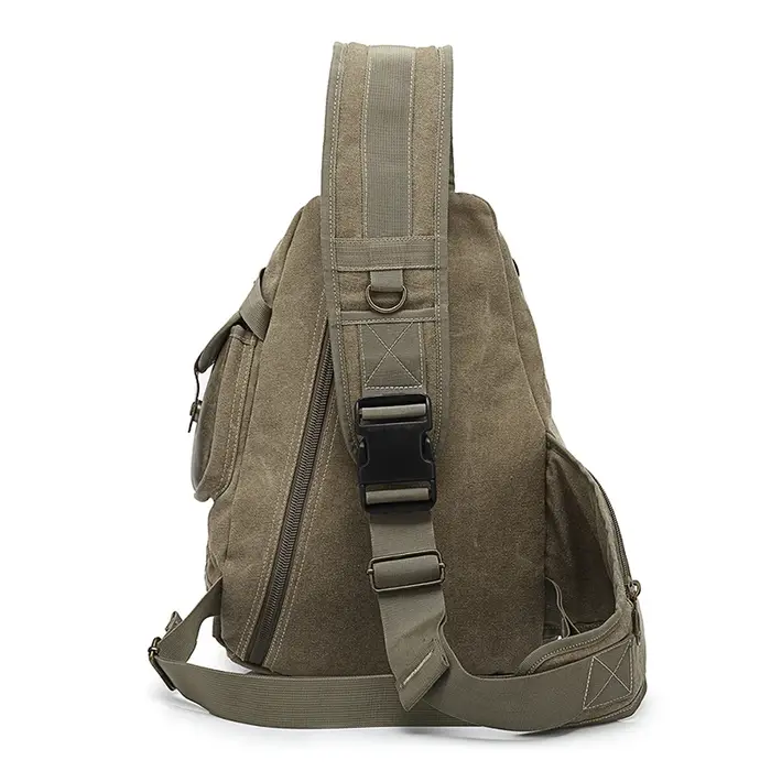 Sac de poitrine en toile imperméable pour hommes, sac à bandoulière Messenger, voyage décontracté, h