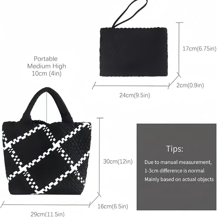 Sac tissé pour femmes, sac fourre-tout en néoprène, sac à main de plage d'été, sac à main rétro fait