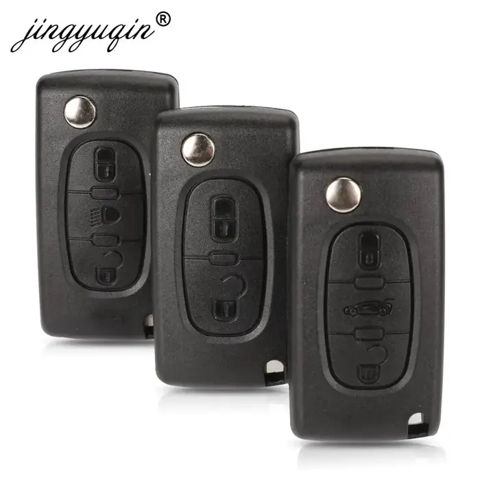 Jingyuqin-clé de voiture à rabat | 10 pièces, boutons 2/3, pour Peugeot 207 307 308 407, pour Citroe