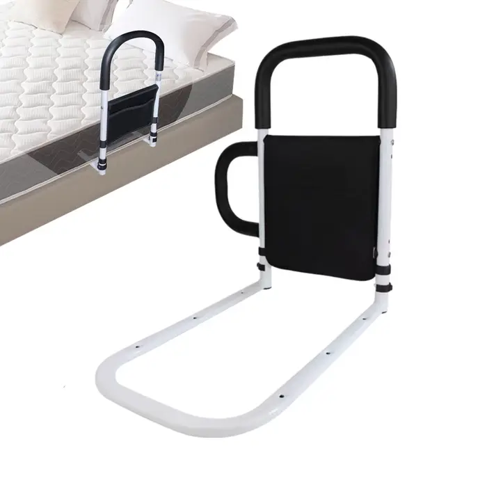 Barre de maintien de lit pour personnes âgées avec poches de rangement accoudoirs ergonomiques garde-corps anti-chute rail de prévention des chutes pour une nuit paisible et sécurisée