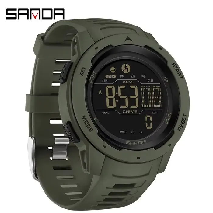 SANDA marque hommes montres sport podomètre Calories 50 M LED étanche montre numérique montre-bracel