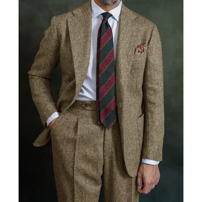 Costume à chevrons pour hommes, costume deux pièces élégant, ensemble pantalon, costume décontracté,