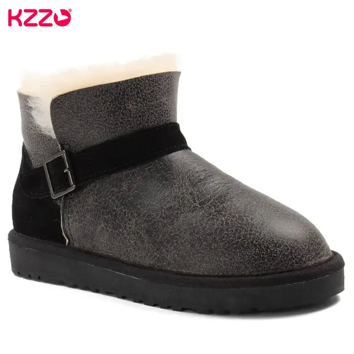 KZZO-Bottes de neige australiennes imperméables pour hommes, cuir de mouton, fourrure naturelle, dou