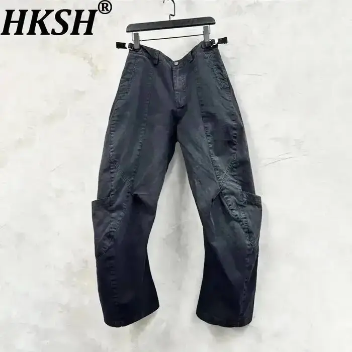 HKSH printemps automne nouveau homme marée Safari Style Vintage lavé sale colorant plissé ample mult