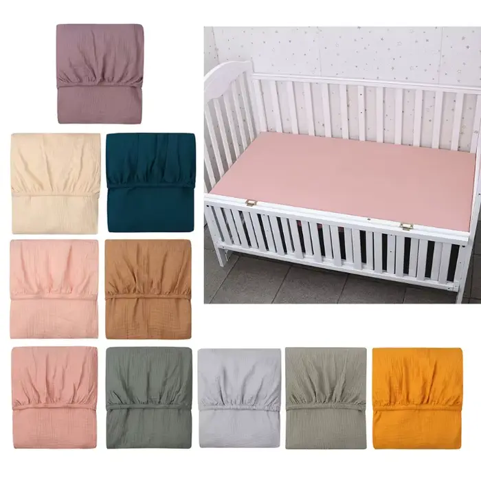 Drap-housse de lit en coton pur pour bébé protection de literie unisexe moderne pour chambres d'enfants berceaux et lits d'enfants