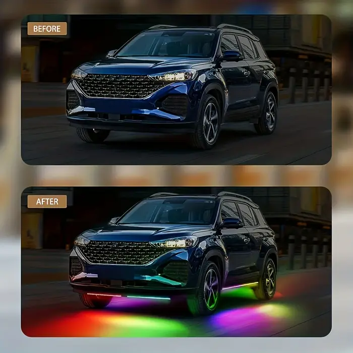 Bande lumineuse LED RGB Flexible pour voiture, 12V, lumière ambiante sous le corps, avec contrôle pa