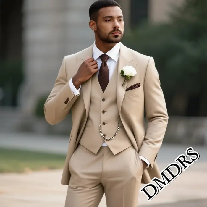 Ensemble de costume luxueux Champagne pour hommes, 2 pièces, pour mariage, formel, simple boutonnage