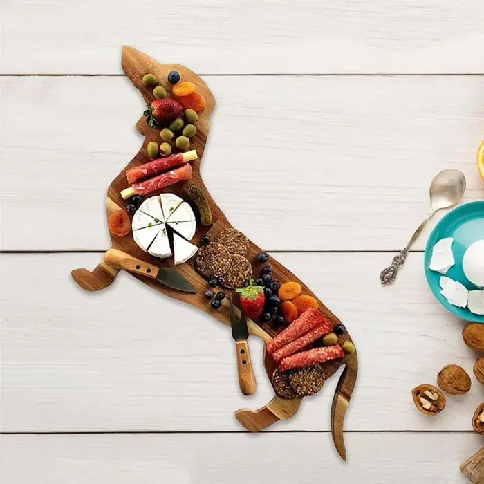 Dachshund Dog Queplate Cheese Board Cutting, Cute Christmas Board, 15.7"