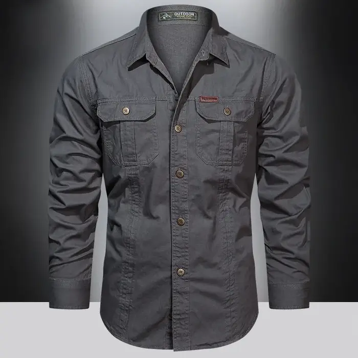 Chemise Cargo à manches longues pour hommes, chemises décontractées en coton, de haute qualité, surc