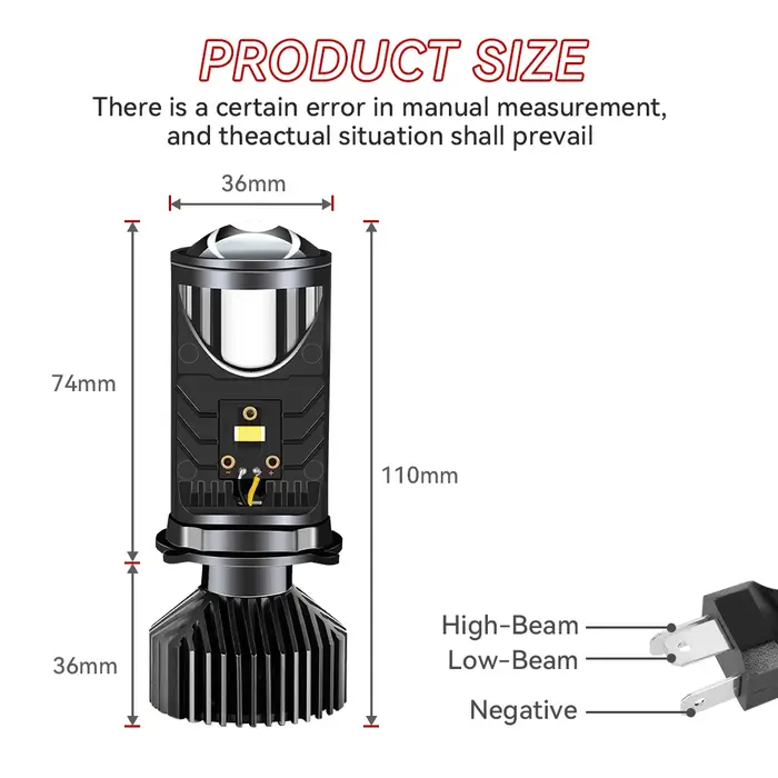 Y6 H4 LED projecteur phare lentille de projecteur avec ventilateur de refroidissement 90W Automobile